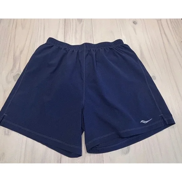 Saucony‎ Mens RunDry Running Shorts Navy Blue Large SA80613-MIDMIO Athletic