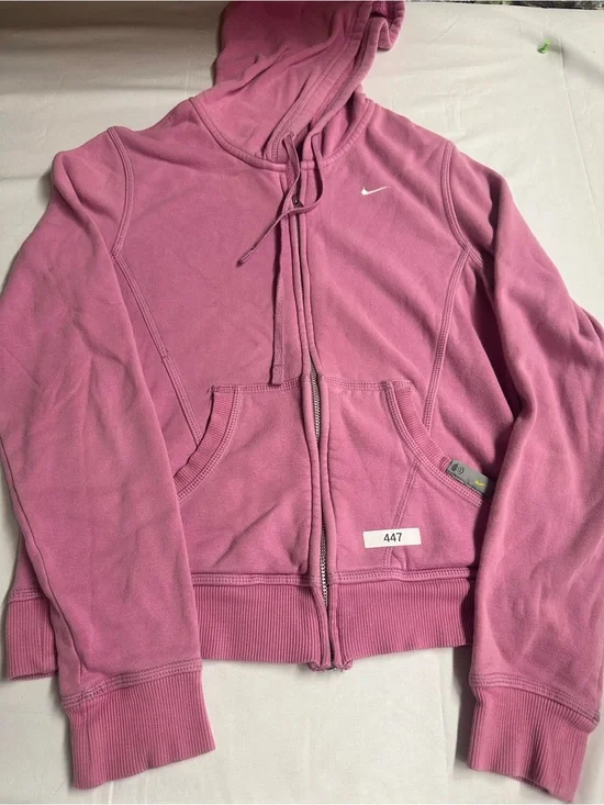 Nike Pink Sherpa-Lined Hoodie with White Swoosh