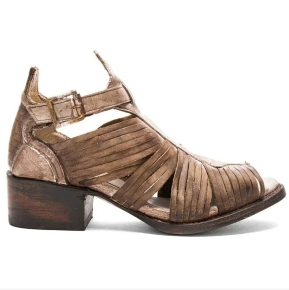 Freebird by Steven Arrow Open Toe Stone Brown Bootie Sandals sz shoes 9