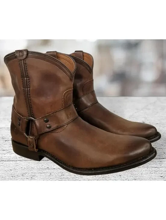 Frye Women's Wyatt Dark Brown Harness Short Pull-On Western Boot Size 8 NEW‎