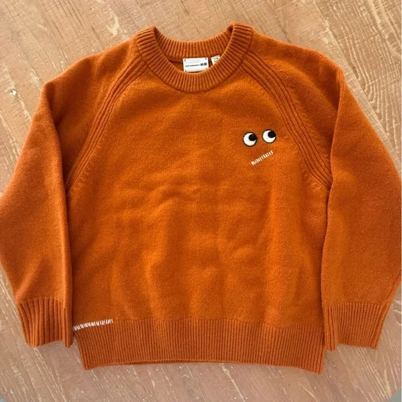 Anya Hindmarch Orange Crewneck Sweater with Eye Motif