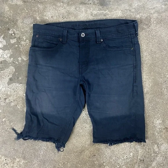 Levi's 511 Jean Shorts Size 32 Black Skinny Fit Distressed Cutoff Casual Wear