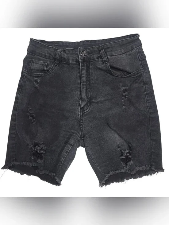 SHEIN Black Ripped Men's Denim Shorts. Size S