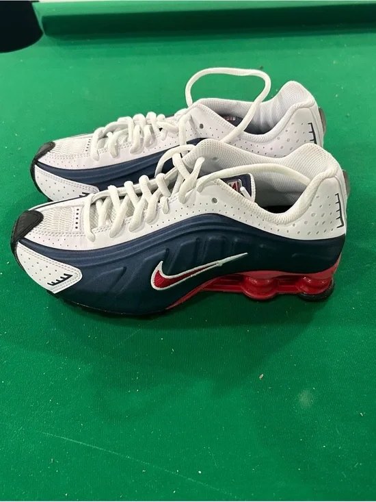 Nike White Navy & Red Shox Athletic Sneakers