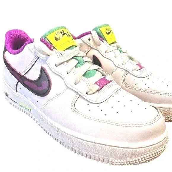 Nike Air Force 1 Low Just Do It White Multi Color Sneakers‎ Kids 7Y/ Women's 8.5