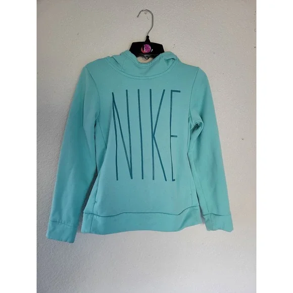Nike Kids Dri Fit Teal Turquoise Hoodie Sweatshirt Pullover Size‎ M #4