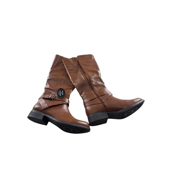 Style & Co Margoo Brown Riding Boots Wide Calf Womens Buckle Size‎ 7 NWB Classic