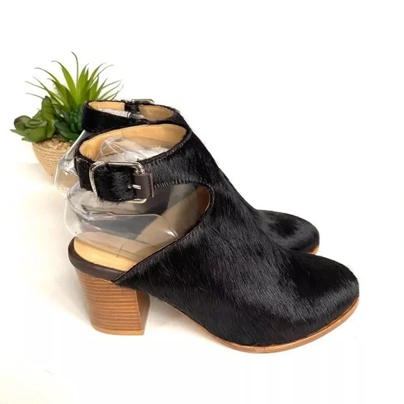 Thakoon Dark Brown Calf Hair Slingback Ankle Booties Block Heel EU 37