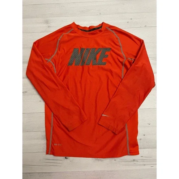 Nike drifit boy orange long sleeve shirt youth‎ large