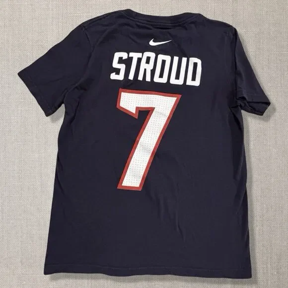 Nike Houston Texans C.J. Stroud #7 Youth T-Shirt Navy NFL Football M 10-12