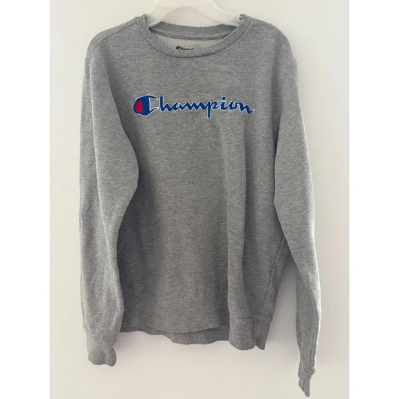 Champion Boys XL Gray Script Logo Crewneck Sweatshirt Authentic Athleticwear