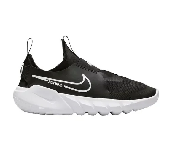Nike Flex Runner 2 Slip-On Running Shoe Sneaker White/Black Little Kids Size 13c