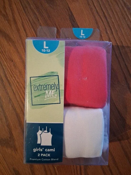 NWT Extremely Me Girls' Cami 2-Pack — Pink & White, Size L