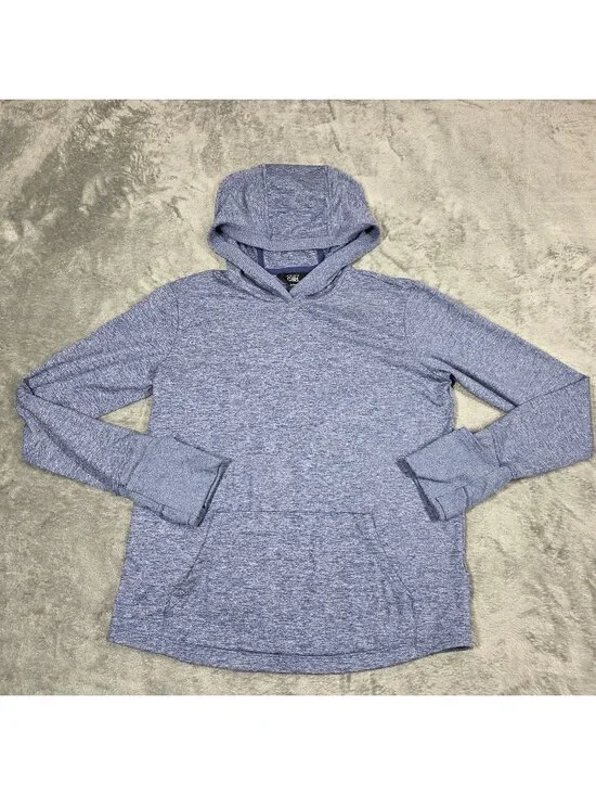 Athleta Girl Hoodie XL 14 Blue Lightweight Uptempo Cuffins Preppy Gym Pullover
