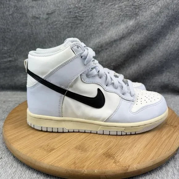 Nike Dunk High Shoes Girls Size 5.5Y White Black Leather Sneakers DB2179-110