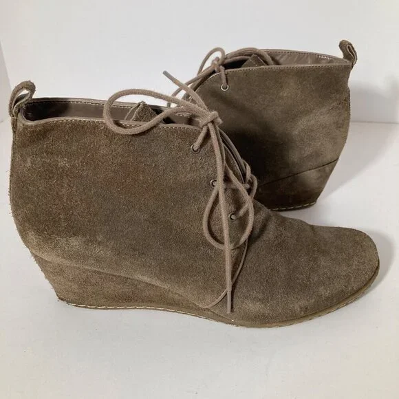 Womens Franco Sarto Brown Suede‎ Wedge Tie Bootie 8