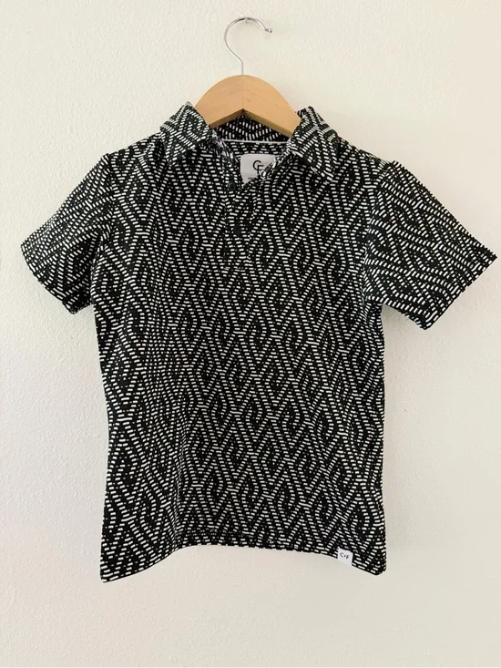 Craft & Flow Boys Textured Geometric Short Sleeve Shirt