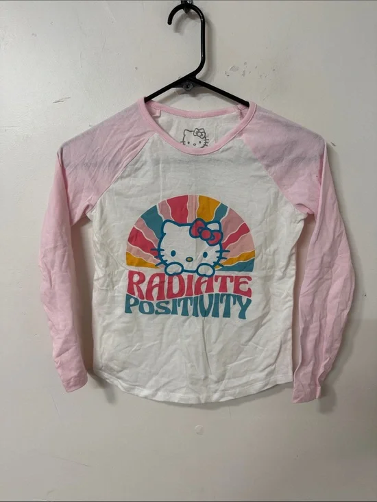 Hello Kitty Pink & White Raglan 'Radiate Positivity' Long Sleeve Tee