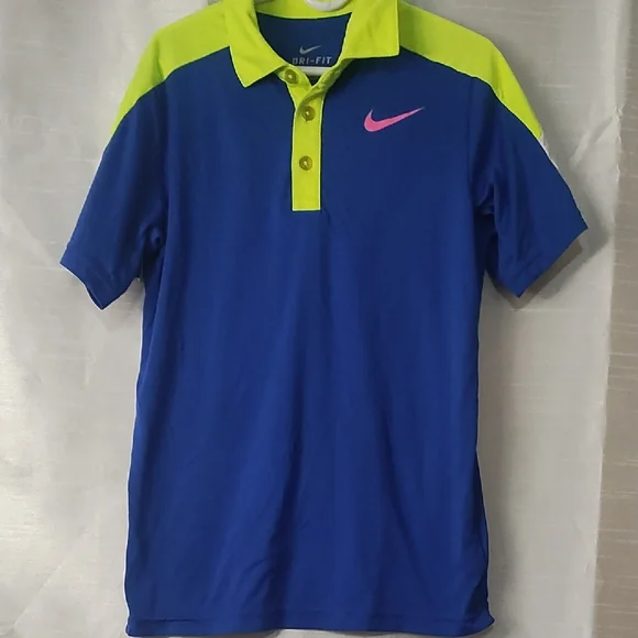 Nike‎ Dri-FIT Blue and Neon Yellow Polo