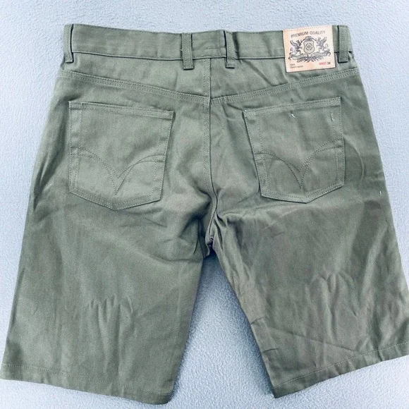 Noiz Men Shorts Olive Green Cotton Twill Size 36 Streetwear Utility Casual