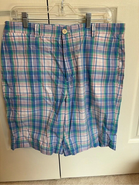 Vineyard Vines Breaker Short Plaid Flat-Front Shorts in Blue, Green, Pink& White
