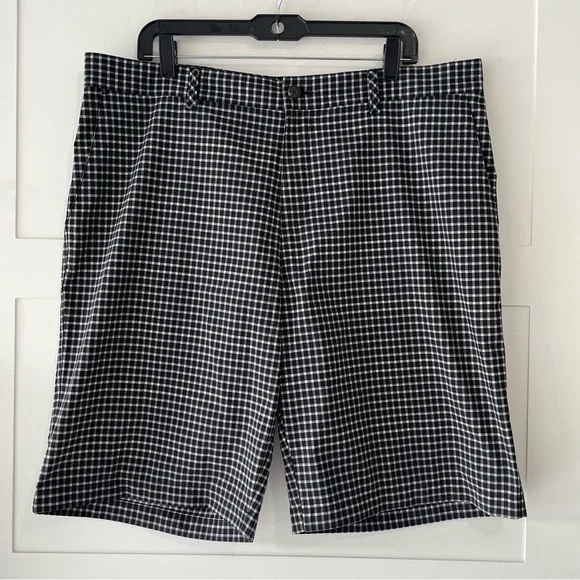 Adidas men’s plaid golf performance fabric shorts black 15988