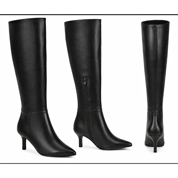INC International Concepts Jackston Black Knee High Pointed Toe Boots US 8 M