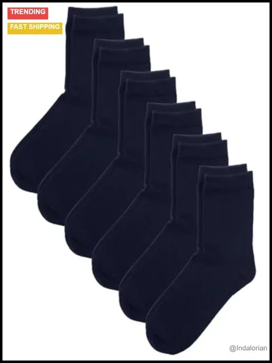 Unisex Kids Soft Cotton Crew Socks 6 Pack Seamless Toe School Socks