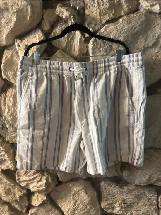 American Eagle Outfitters Cream and Navy Stripe Linen Shorts