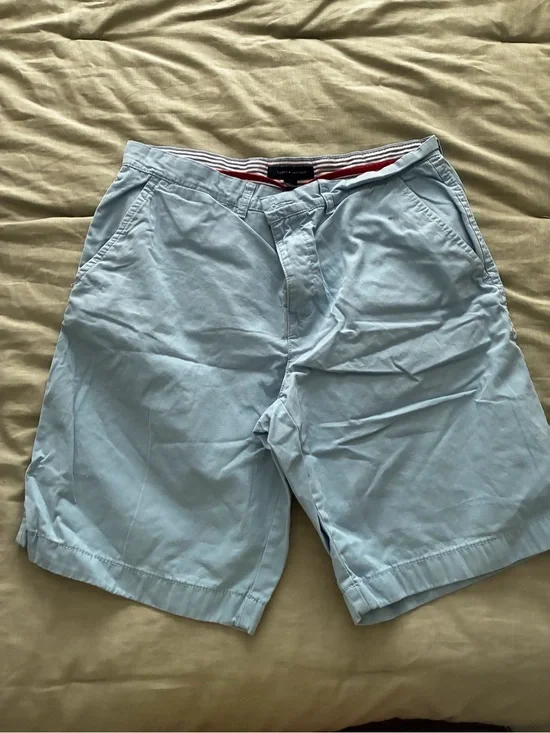 Tommy Hilfiger Light Blue Cotton Chino Flat Front Shorts