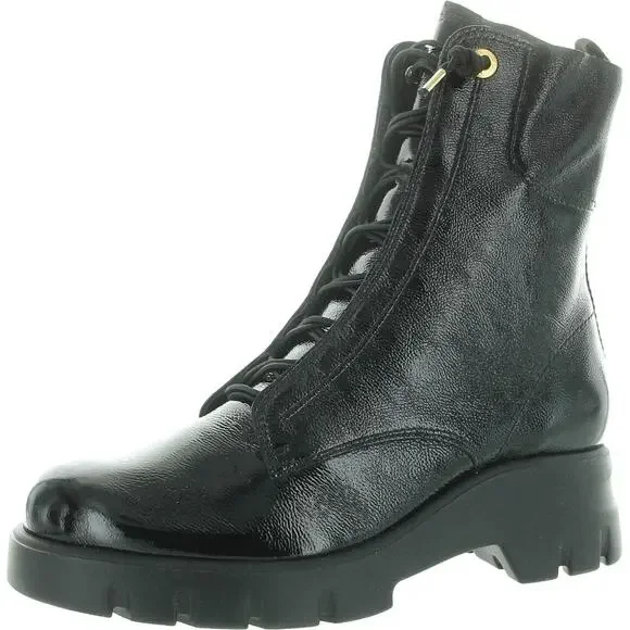 PAUL GREEN WOMENS WICKED BOOT BLACK CRINKLED PATENT 10 MEDIUM