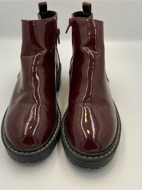 Forever 21 Burgundy Patent Platform Ankle Boots