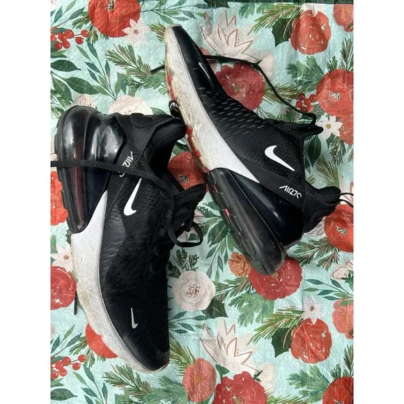 Nike Air Max 270 Black White Shoes Kids 7Y Multi AH8050-002 Excellent‎ Condition