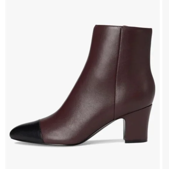Marc Fisher Ltd‎ Aleea Cap Toe Bootie Women's Cordovan/Black size 8.5 NEW
