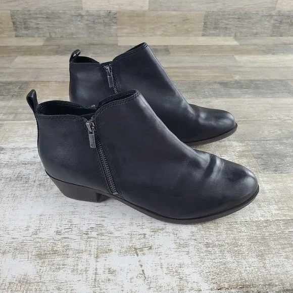 Lucky‎ Brand Basel Womens Booties Sz 11 W Black Leather Side Zip Ankle Boots