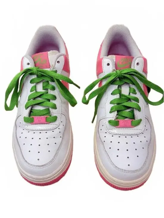 Nike Air Force 1 GS White Gym Pink Green‎ Apple AKA Low Girls 6Y