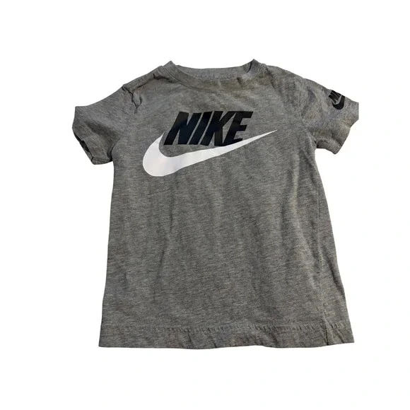 Nike T-Shirt Sporty Heather Grey Big Logo Short‎ Sleeve Size 4/XS Kids