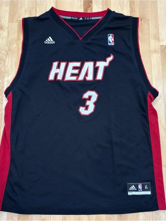 Dwyane Wade #3 Miami Heat NBA Vintage Adidas Black Basketball Jersey Youth XL
