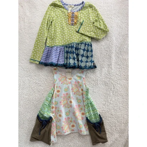 Matilda Jane Girls Size 6 Top Tunic Lot 2 Mixed Print Boho Cottagecore Cotton
