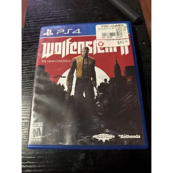 Bethesda Wolfenstein II The New Colossus PS4 Sony PlayStation 4 Blue Case Good