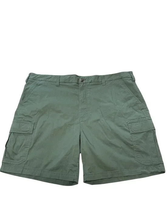 Mens Green Cargo Shorts 44W Lightweight Cotton Outdoor Wear