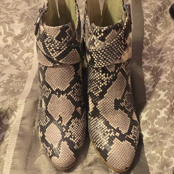 Fergie Black‎ and Cream Snakeskin Ankle Booties