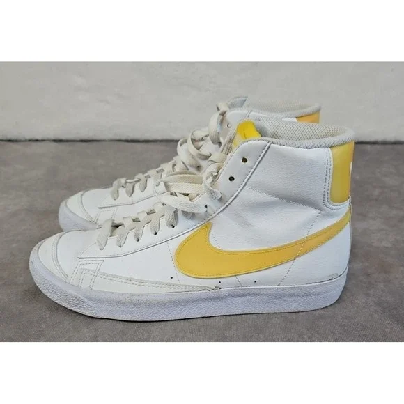 Nike Blazer Mid '77 GS Shoes Youth Size 7Y White Yellow High Top DA4086-103