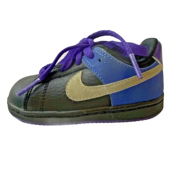 Nike Santa Cruise Leather Infant Baby Sneakers Shoes Size 5 Black Blue‎ Purple
