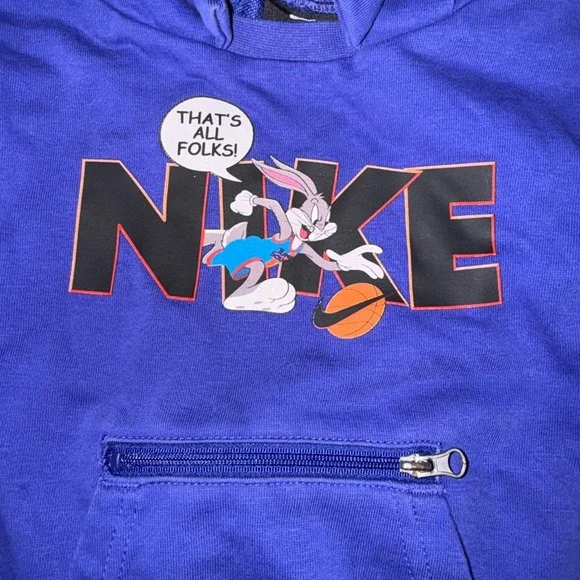 Nike Toddler Boys Bugs‎ Bunny Space Jam Dri Fit Long Sleeve Hoodie Size 3T