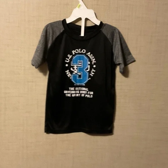 U.S. Polo Assn. Black and Gray Kids Tee with Blue Graphic
