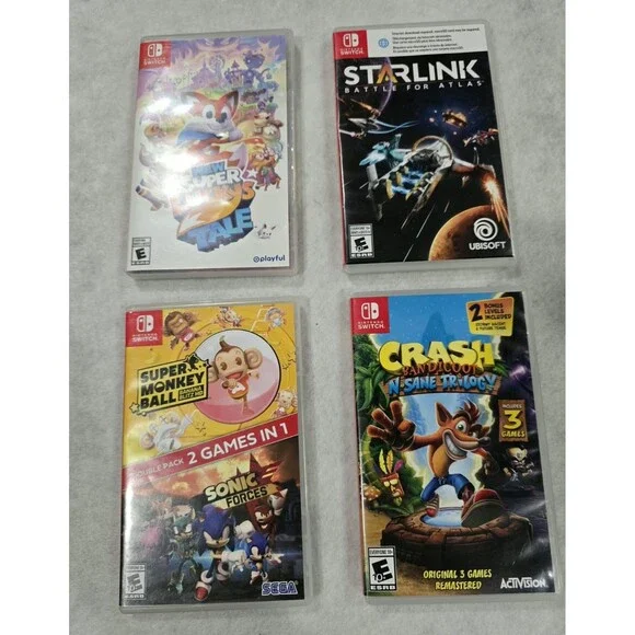 Nintendo Switch Lot of 4 Games - Crash, Sonic Forces, Monkey Ball, Starlink,...