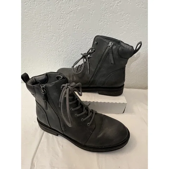 Baretraps‎ AMYSUE Womens Boots Gray Size 9.5M Side Zip Moto Biker Ankle