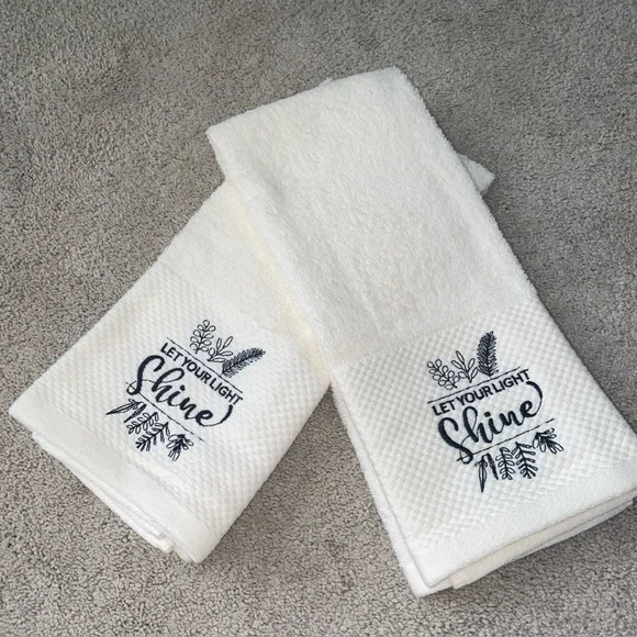 Kassa Decor Cotton “Let Your Light Shine” Religious‎ Dish Kitchen Towel Set Of 2