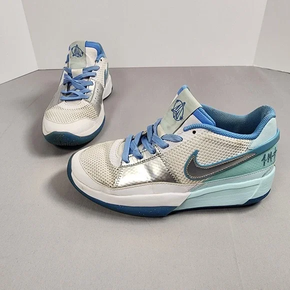 Nike Ja 1 GS Day One Blue White Silver Kids Basketball Shoes FJ1266-400 Size 7Y